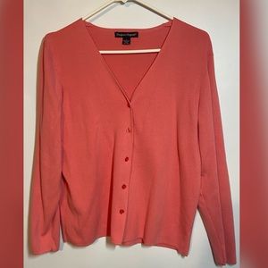 Pinkish Coral Cardigan Sweater Size Large Designers Originals